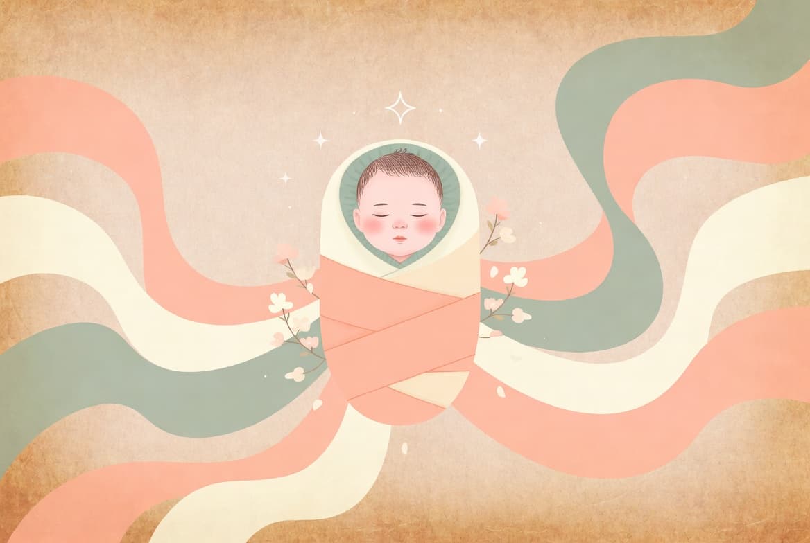 한글 자음·모음 타일과 아기 파스텔 일러스트