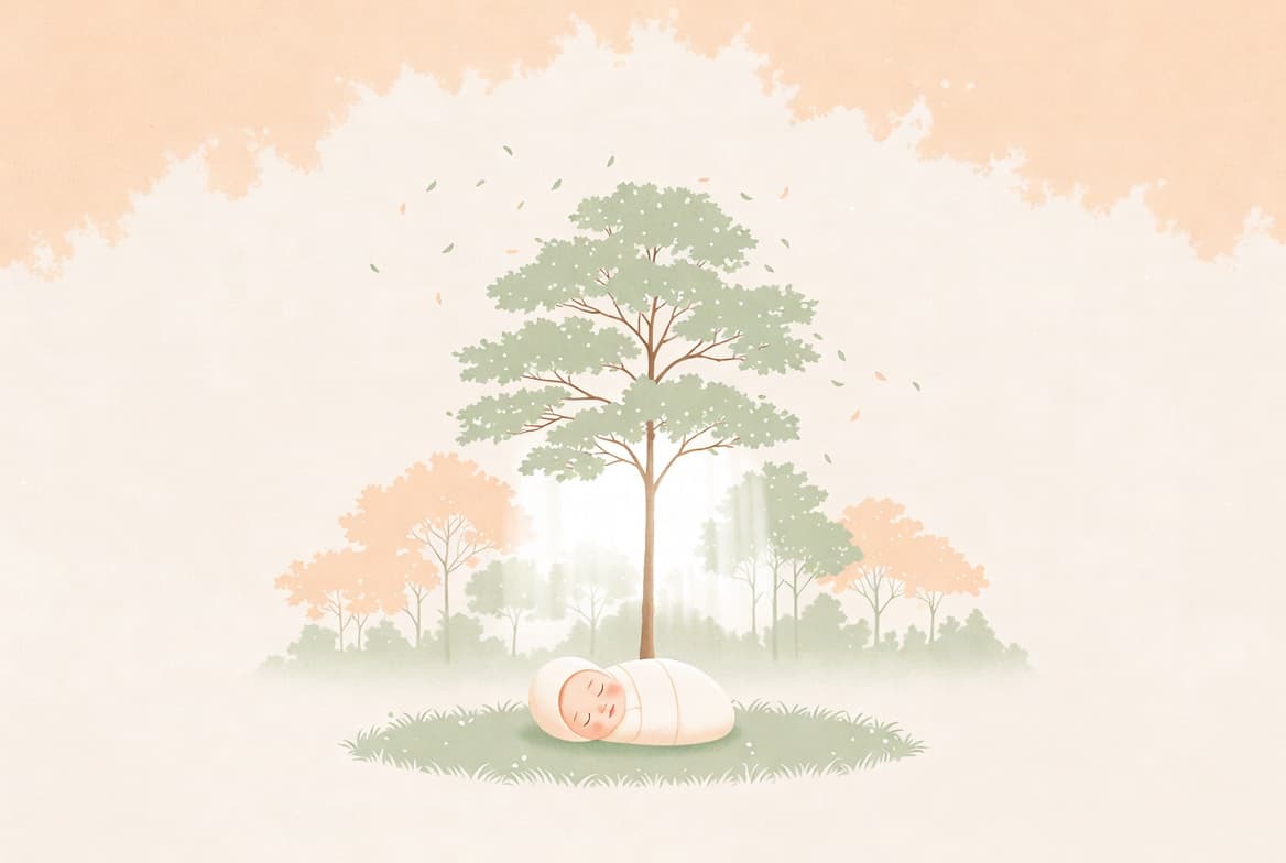 한자 林(임)과 숲, 아기 파스텔 일러스트